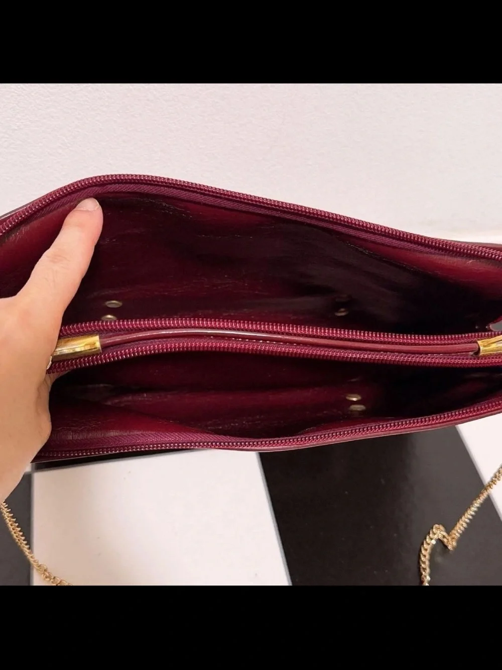 Dior Red-Brown Oblique Canvas Chain Shoulder Bag